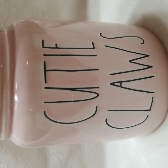 Rae Dunn " Cutie Claws" Pink Ceramic Canister with Paw Topper - Picture 5 of 10
